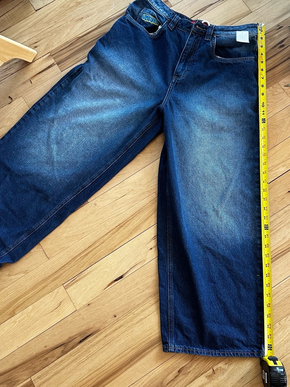 Empyre Men's Relaxed Wide-Leg Dark Blue Jeans